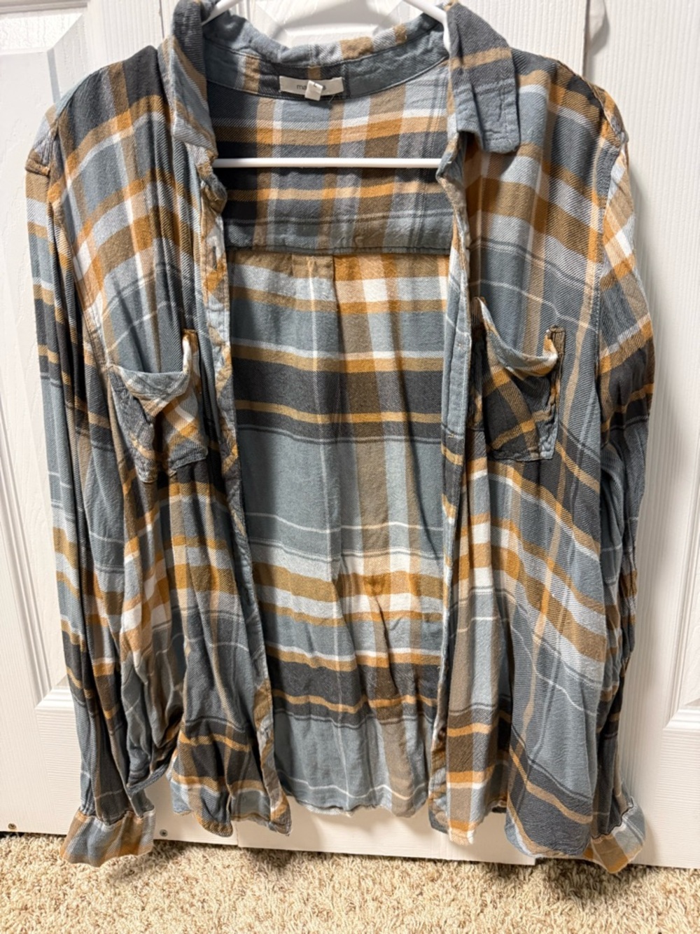 Maurices Plaid Shirt in Gray and Mustard